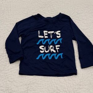 Navy Long-Sleeve Rash Guard with 'Let's Surf' Graphic